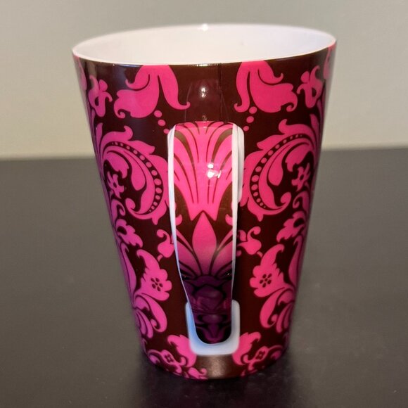 Könitz Germany Porcelain Damask Floral Motif in Mauve Pink & Dark Brown Mug Cup - Picture 2 of 9